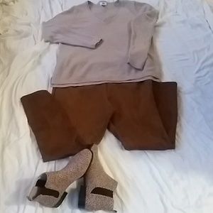 Sweater, leggings, and ankle boots